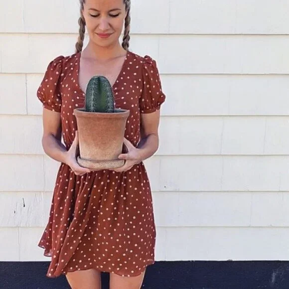 Madewell Smocked-Waist Mini Dress in Inkspot Polka Dots Size XS - Picture 2 of 12